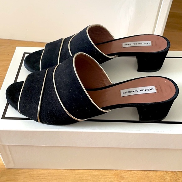 Tabitha Simmons black suede mule with block heel - Picture 2 of 7